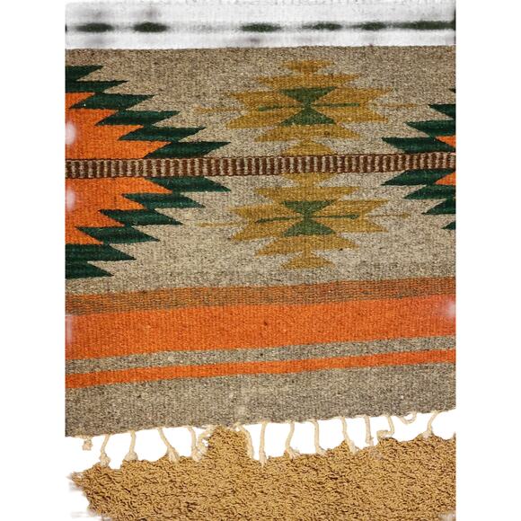 Native American Southwestern Style Wool Rug Handwoven Wall Hanging 61x28 - Picture 5 of 16